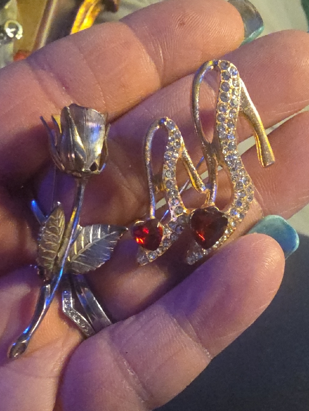 Slippers & rose brooch